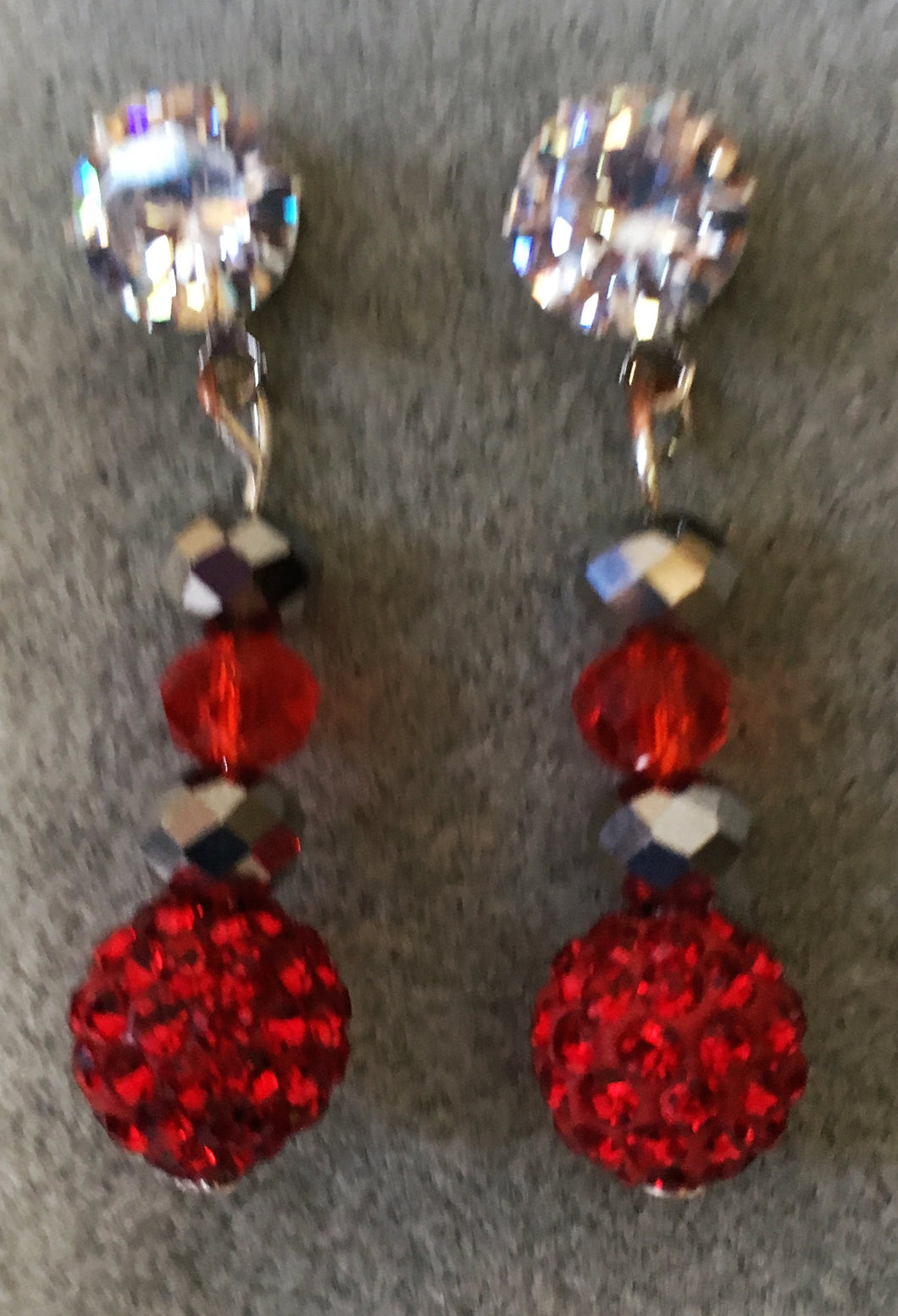 A1300 Red Post  Crystal Holiday Earrings