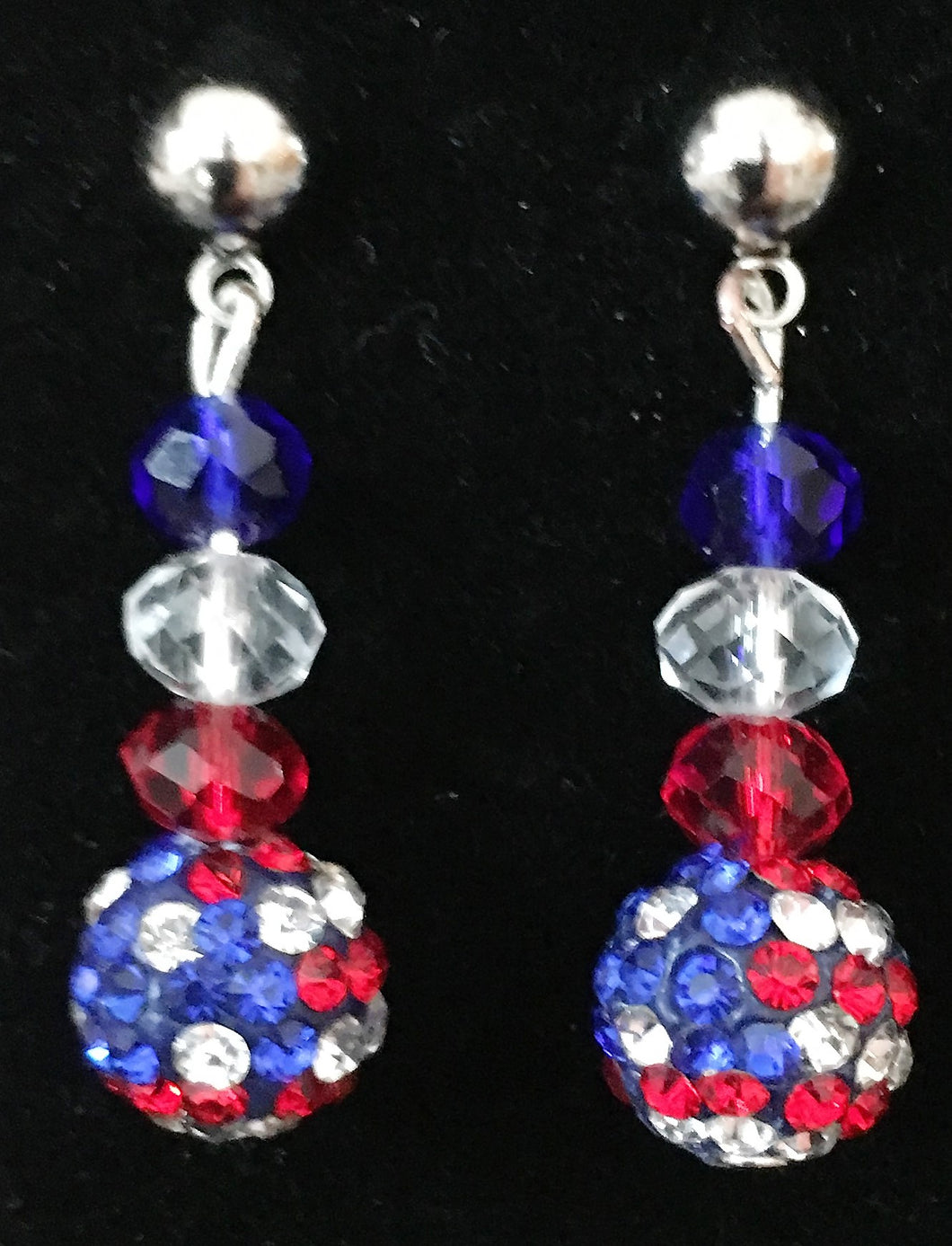 A1400A Patriotic Crystal Holiday Earrings