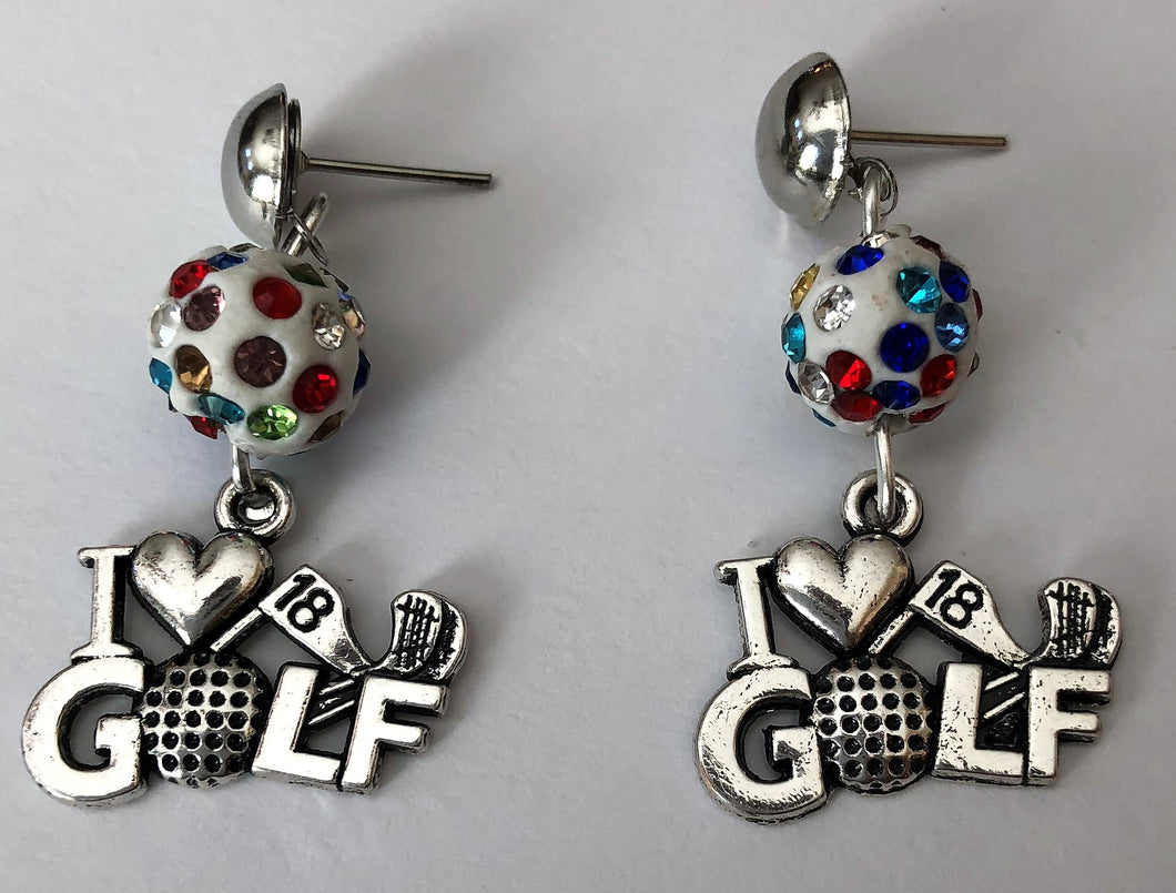 A1900 I Love Golf Earrings