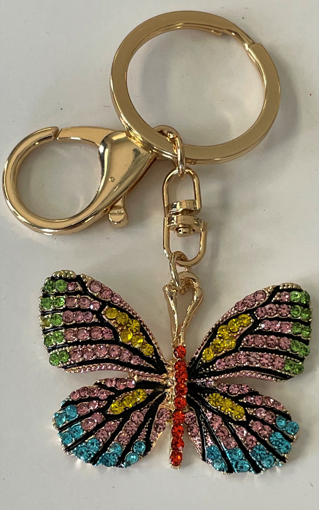 AAPB 422 Multi colored Crystal Butterfly Purse Bling Keychain