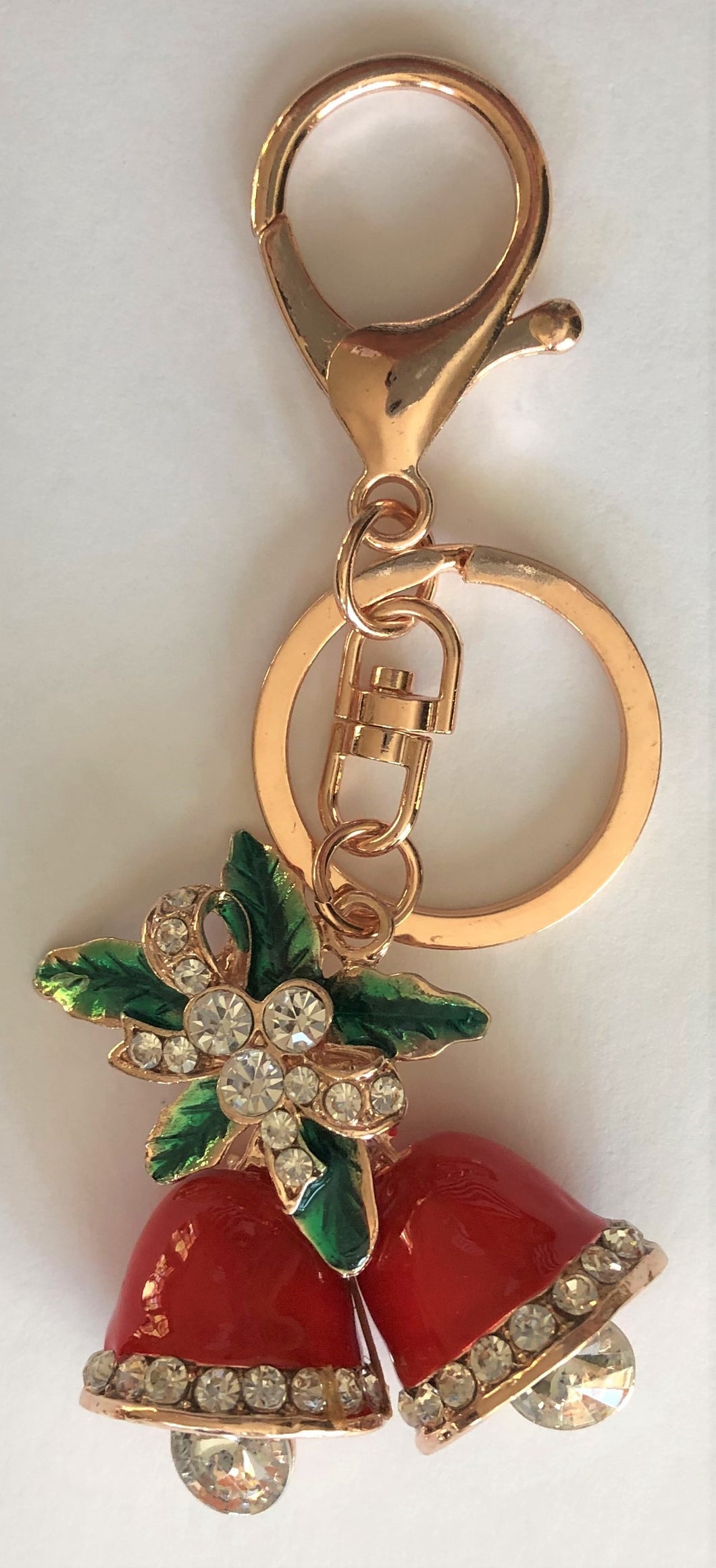 AAPBH100 Red Holiday Bells Purse Bling Keychain