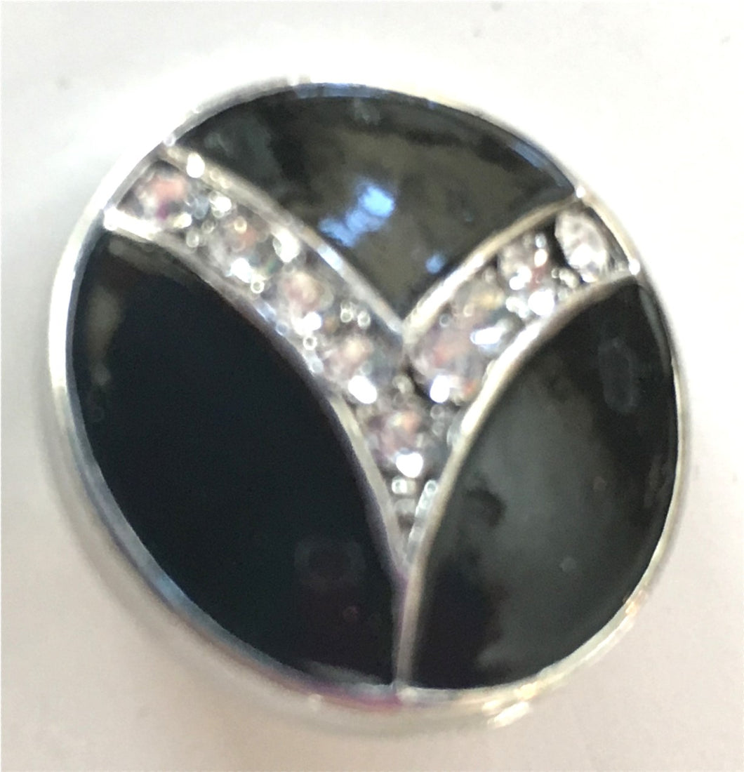 B 0110 Black Crystal Chevron Button