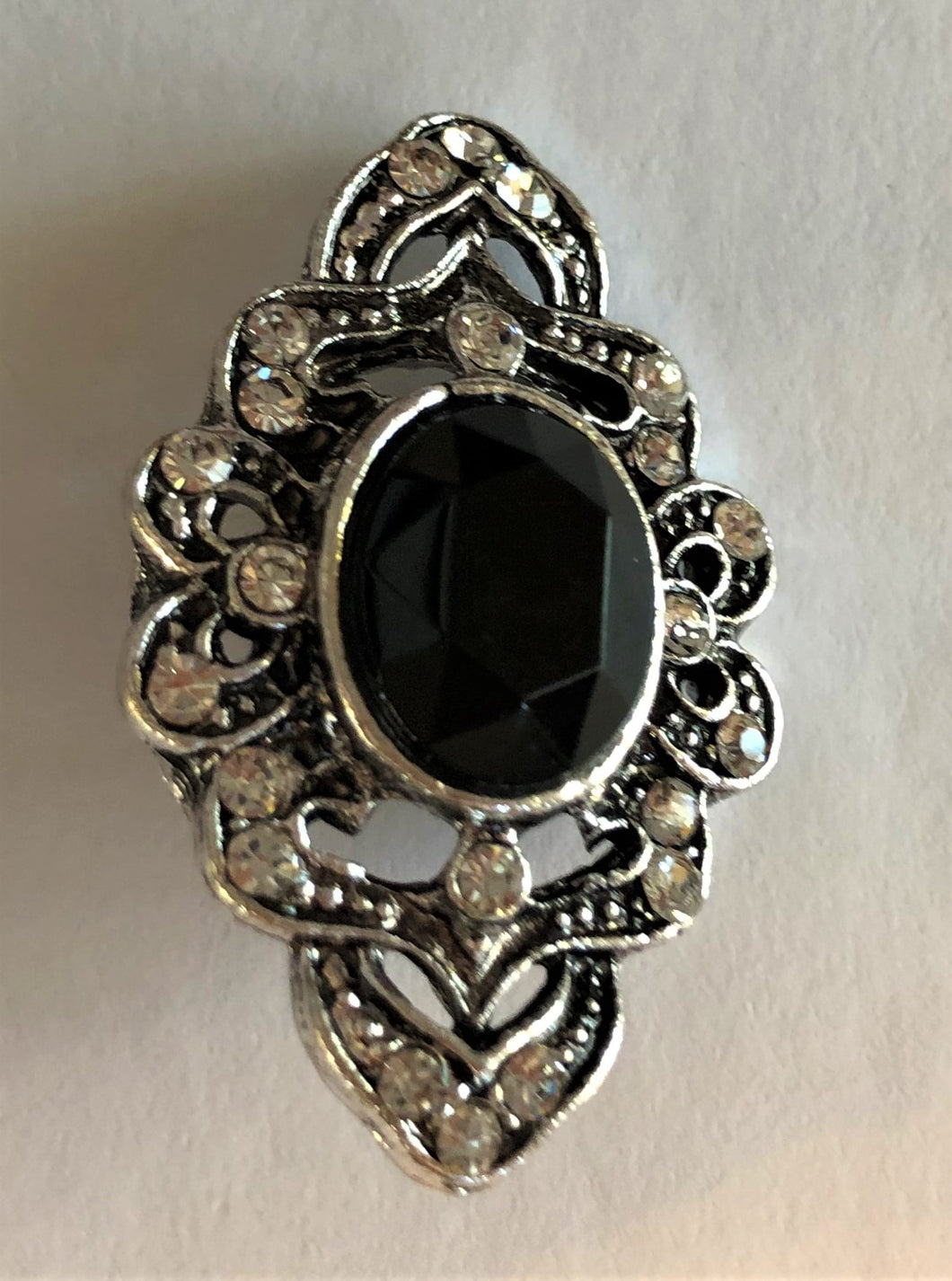 B0130 Elegant Black Crystal Button