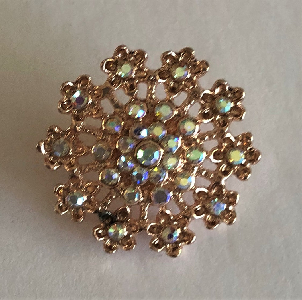 B0150 Elegant Crystal Goldtone Button