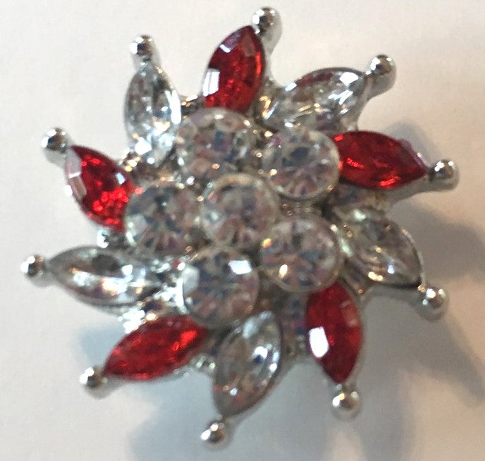 B1710 Red & White Crystal Flower