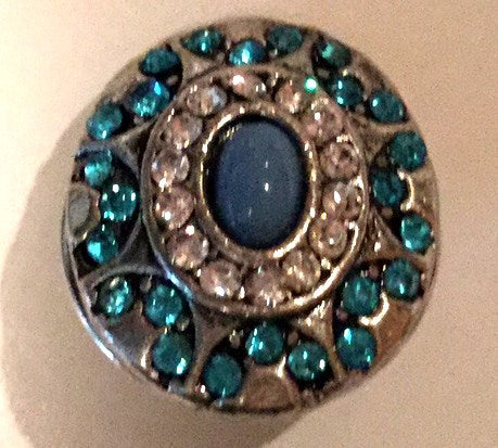 B2400Turquoise Crystal Snap on Button