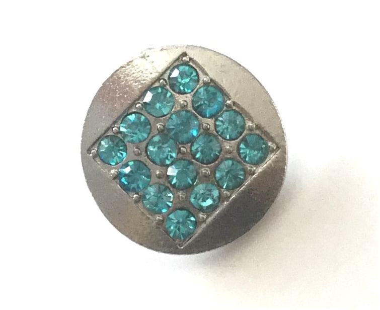 B4900 Teal Square Crystal button