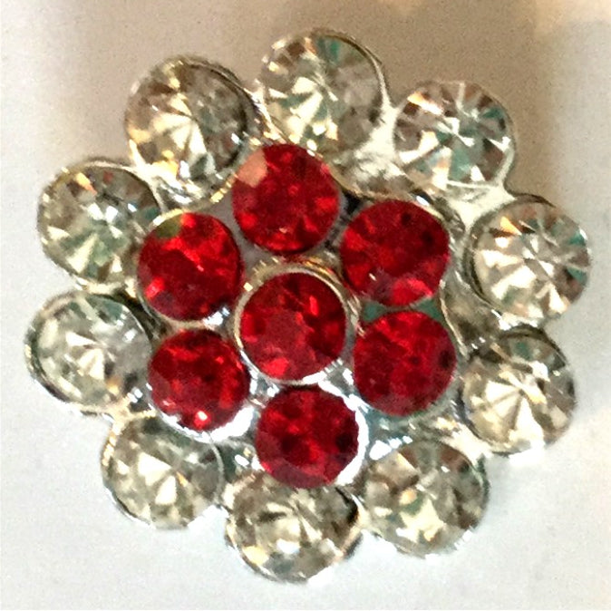 B5400 Double Red Crystal Flower Button