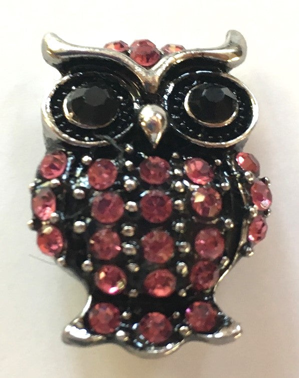 B5710 Berry Round Crystal Owl Button