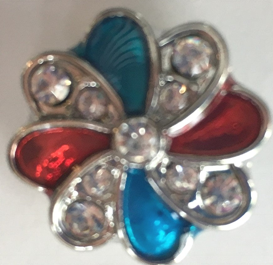 B6400 Red/White/Blue Crystal Button