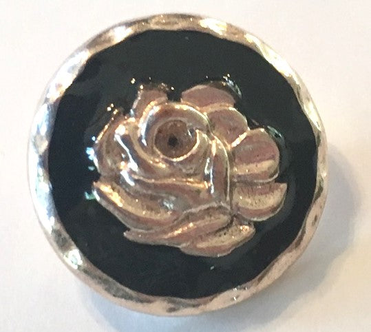 B6610A Black & Gold Rose Button