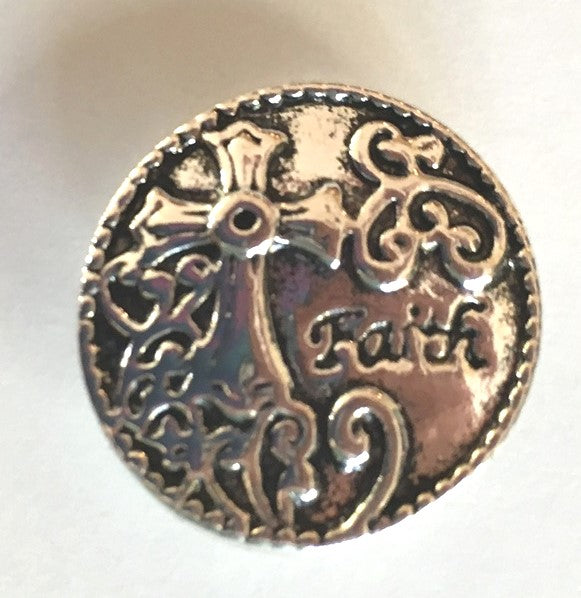 B7210 Silver FAITH Button