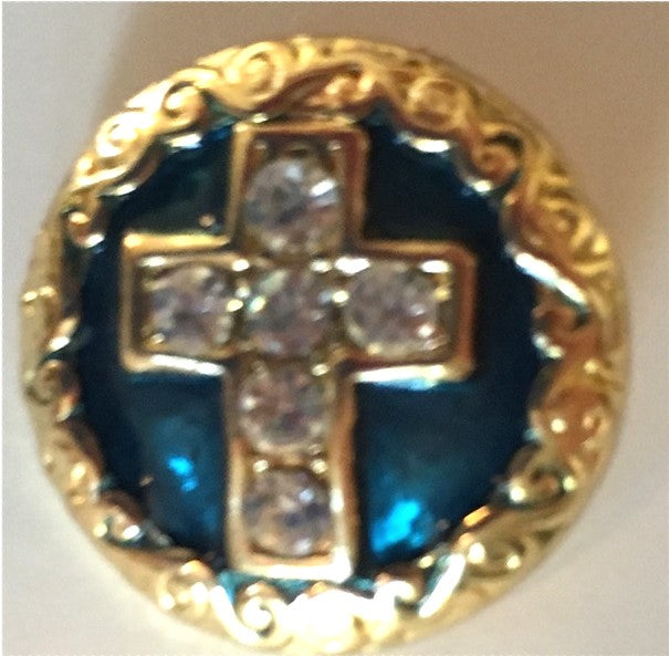 B1920 Blue & Gold Cross Button