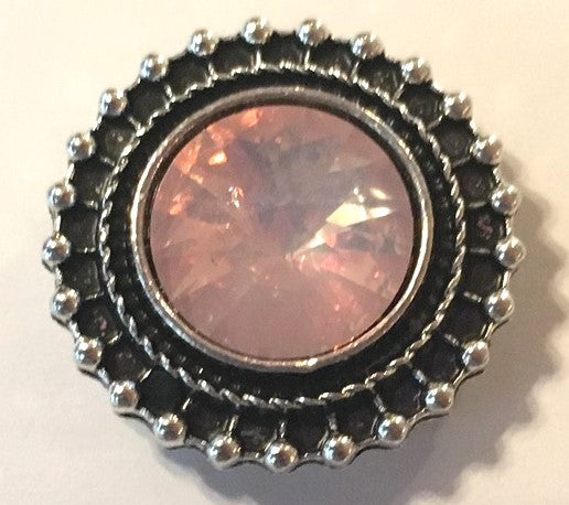 B9010 Round Pink Crystal Button