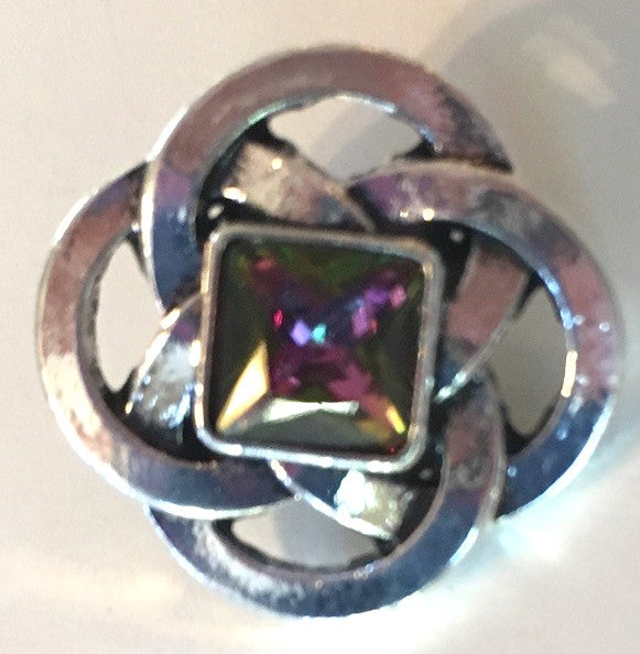 B9030 Silver Rainbow Crystal Button