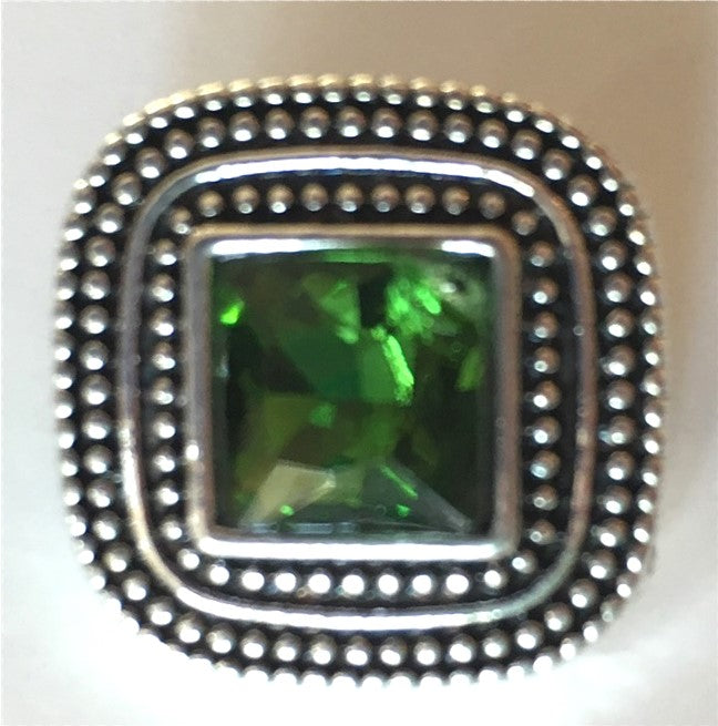 B9100 Square Green Crystal Button
