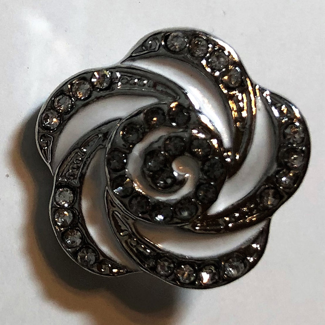 B9720 Silver and White Crystal Flower