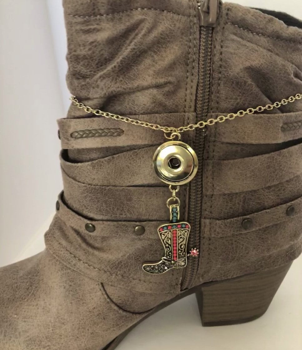 BB0120 Cowboy Boot Bracelet with Bling Button SAMPLE