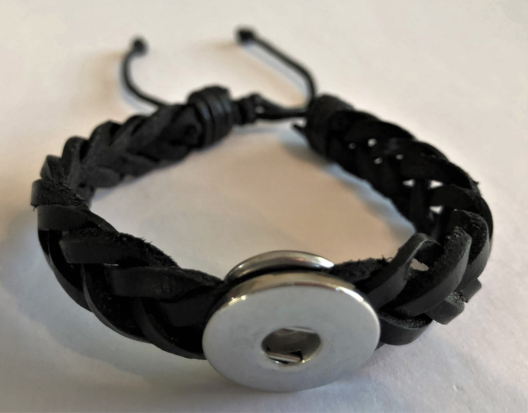 BR310 Adjustable Black Leather Rope Bracelet