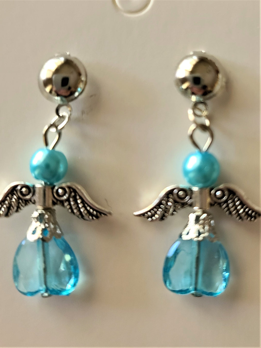 Crystal Angel Earrings aqua