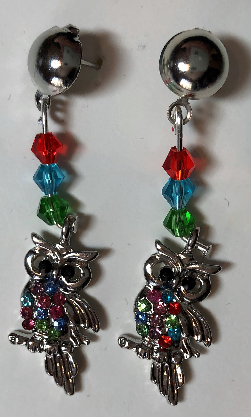 E2001 Crystal Owl Earrings