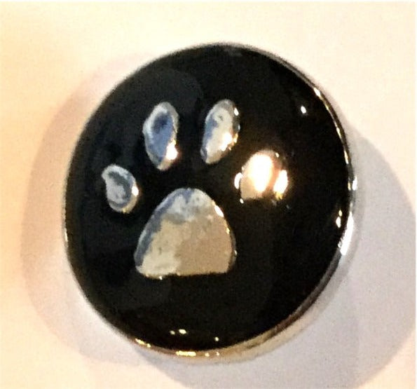 B4000 black Paw Print Snap on Button