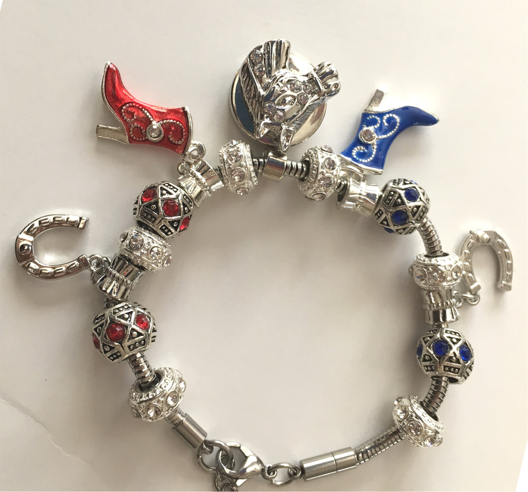 STB400 Western Crystal Bead Charm Bracelet