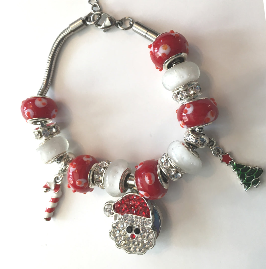 STB700B Christmas Crystal Bead Charm Bracelet