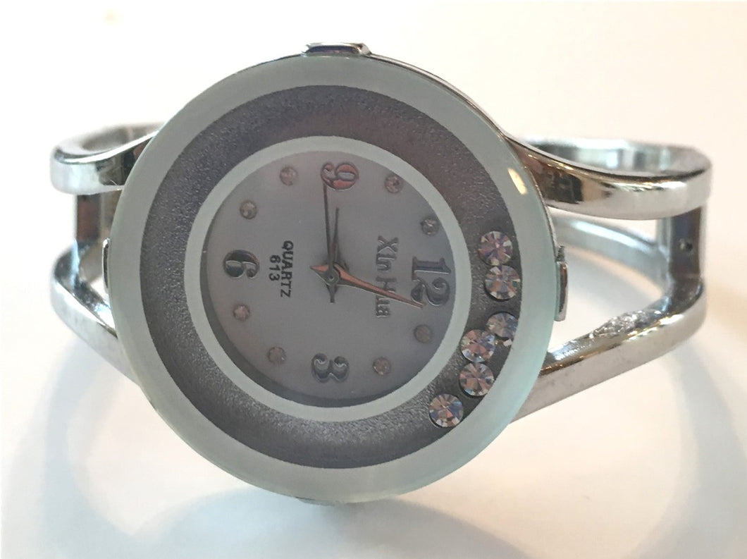 TPW110 White and Silver Bling Cuff Watch