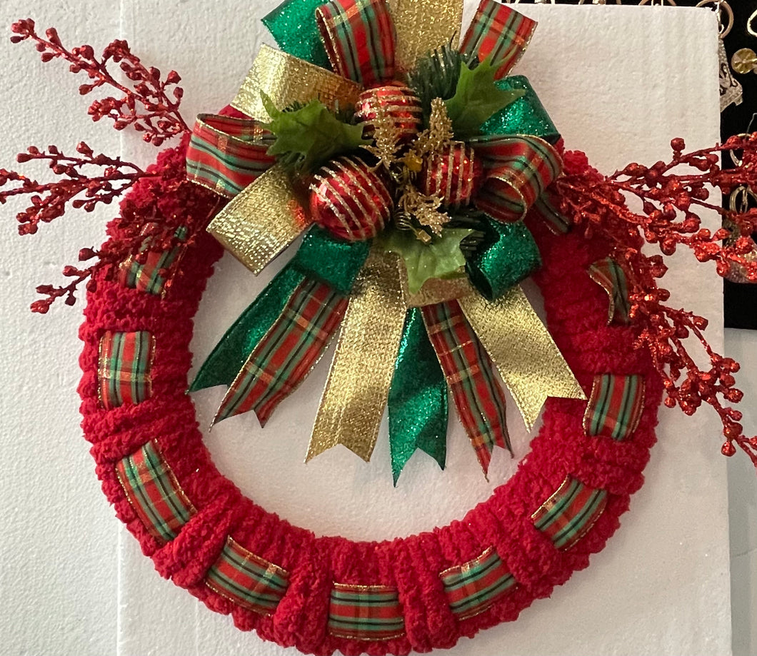 Wreath for Christmas Holiday Red and Gold