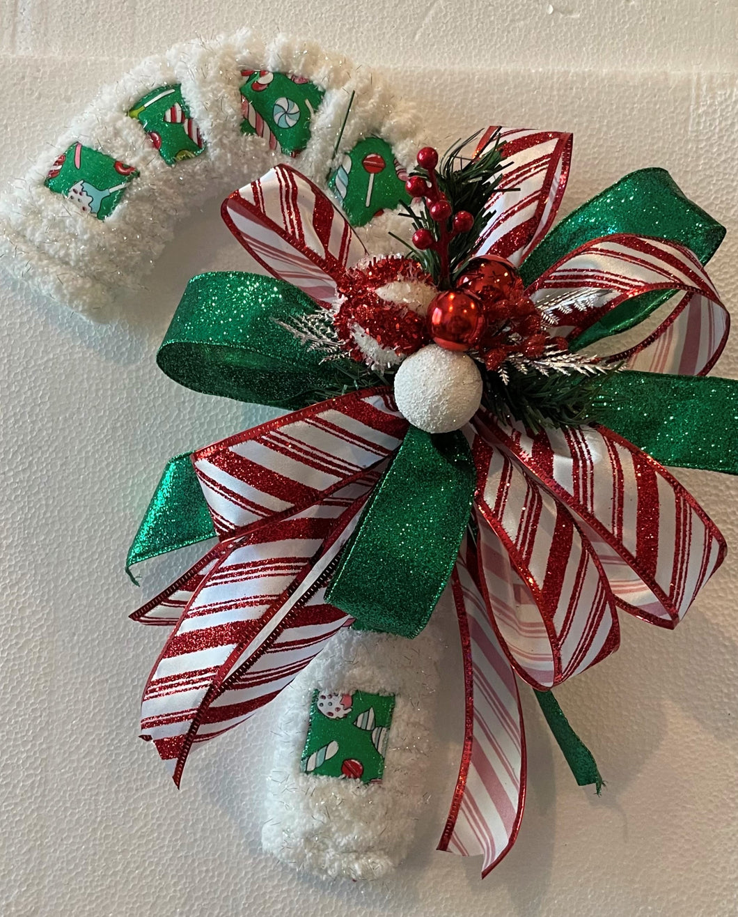 Wreath Candy Cane Green and Red Holiday Wreath
