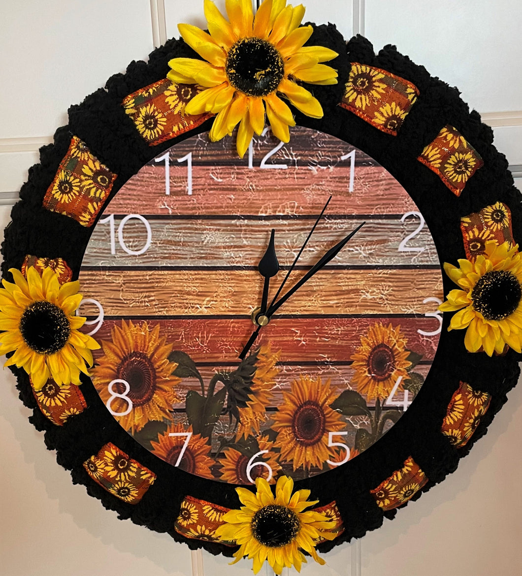 Wreath Wall Clock Sunflower