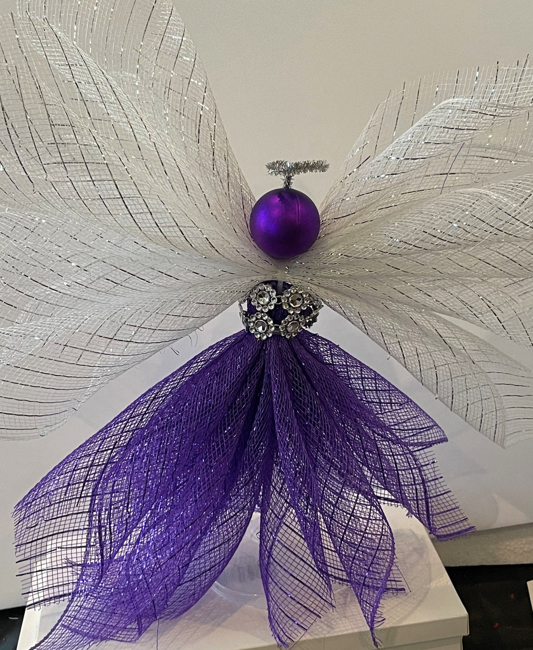 Wreath Self Standing Mesh Tree Topper Purple Angel